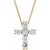 14K Yellow 1 1/6 CTW Natural Diamond Cross 18" Necklace